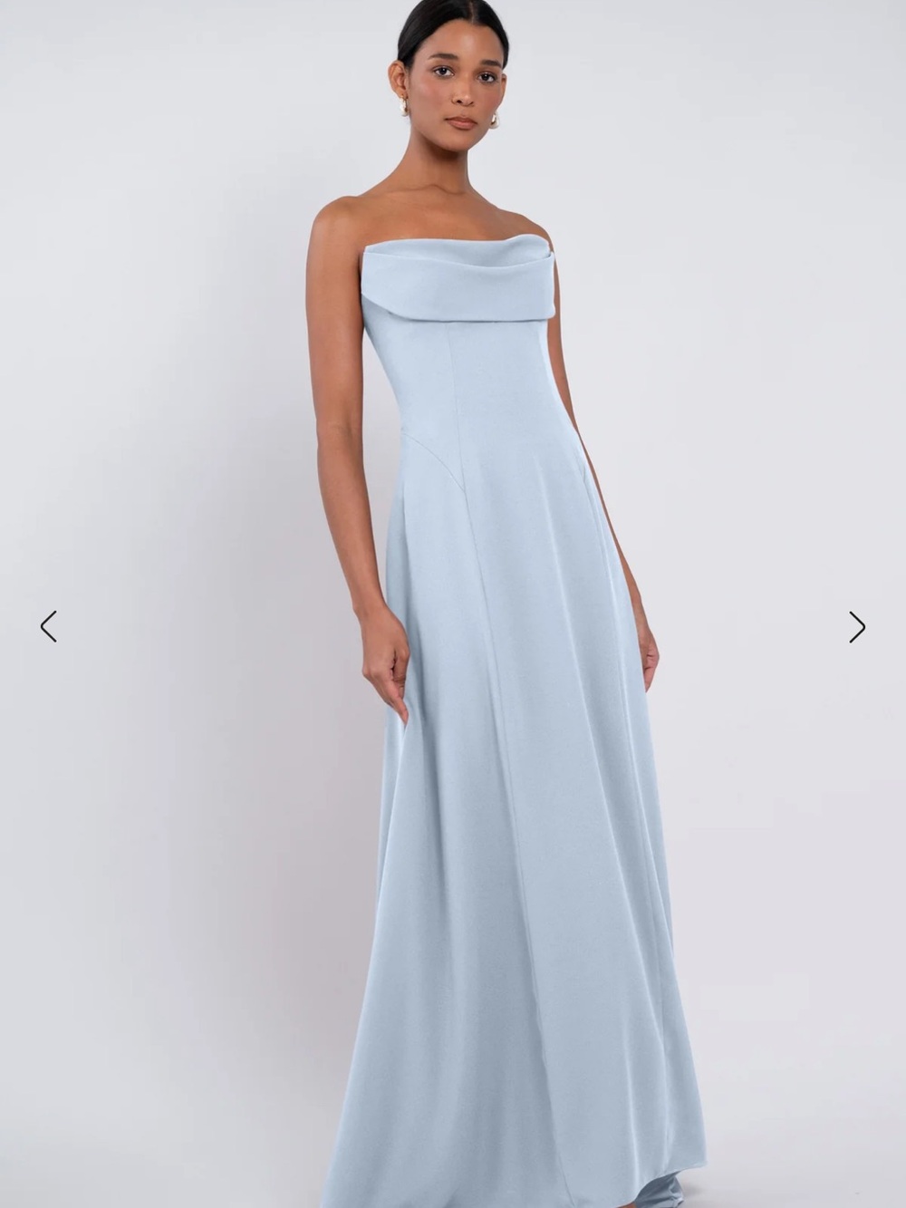 Jenny Yoo Cheyenne Dress in Whisper Blue Pebbled Crepe
